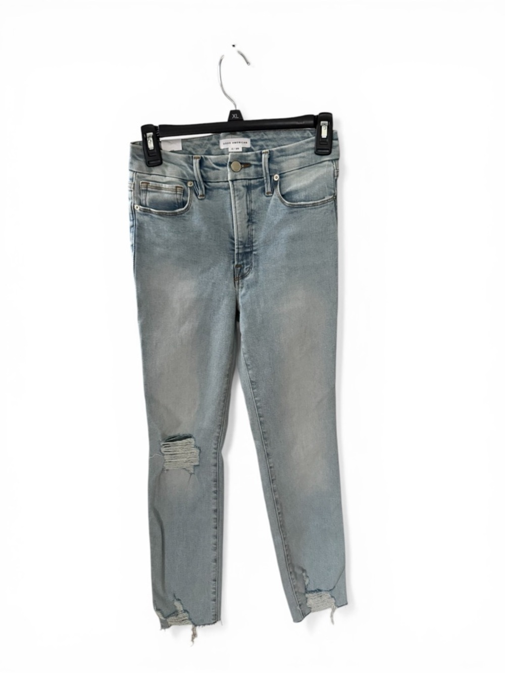 Good American Light Blue Distressed Ankle Jeans